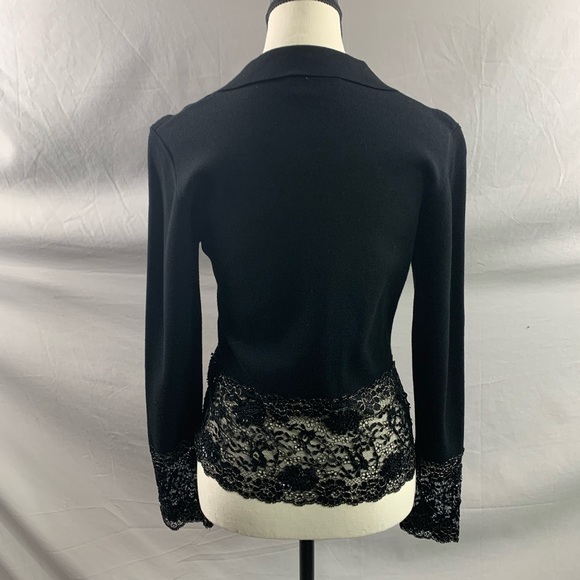 Black Sweater With Lace And Sequins Insert - Picture 3 of 6